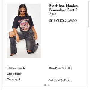 Pretty Little Thing Iron Maiden T-Shit NEVER WORN!